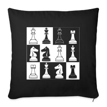 Croquis de pièces d’échecs - Housse de coussin décorative 45 x 45 cm - noir - Devant