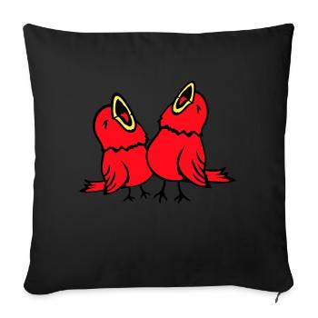 2 Budgies, Songbirds, Sparrows, Chirping Team - Sofa pillowcase 17,3'' x 17,3'' (45 x 45 cm) - black - Front