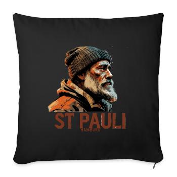 Old Man Captain Hamburg St Pauli Port Worker - Sofa pillowcase 17,3'' x 17,3'' (45 x 45 cm) - black - Front