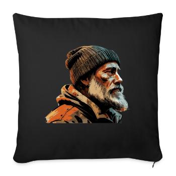 Old Man Captain Hamburg St Pauli Port Worker - Sofa pillowcase 17,3'' x 17,3'' (45 x 45 cm) - black - Front