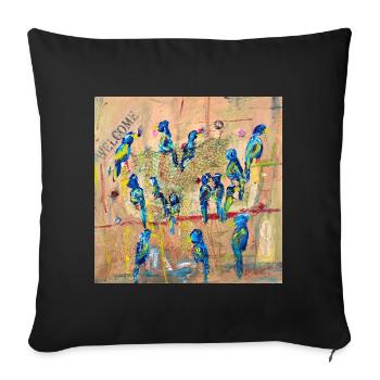 Perroquets - Housse de coussin décorative 45 x 45 cm - noir - Devant