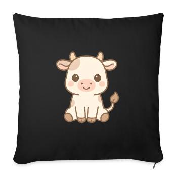 Mignon bébé vache - Housse de coussin décorative 45 x 45 cm - noir - Devant