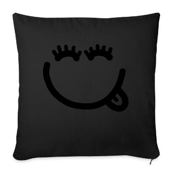 Visage drôle ludique avec des cils - Housse de coussin décorative 45 x 45 cm - noir - Devant
