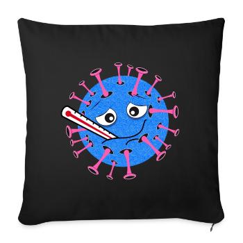 Sick Virus – Dessin animé avec thermomètre clinique - Housse de coussin décorative 45 x 45 cm - noir - Devant