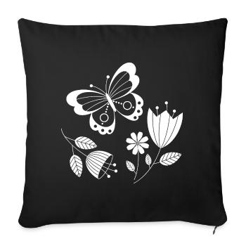Butterfly with flowers - Sofa pillowcase 17,3'' x 17,3'' (45 x 45 cm) - black - Front