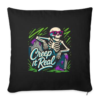 Creep it Real – Cool skeleton with sunglasses - Sofa pillowcase 17,3'' x 17,3'' (45 x 45 cm) - black - Front