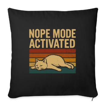 Mode Nope activé - Chat paresseux drôle Retro - Housse de coussin décorative 45 x 45 cm - noir - Devant