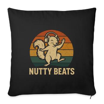 Nutty Beats – Dancing Squirrel with Headphones - Sofa pillowcase 17,3'' x 17,3'' (45 x 45 cm) - black - Front