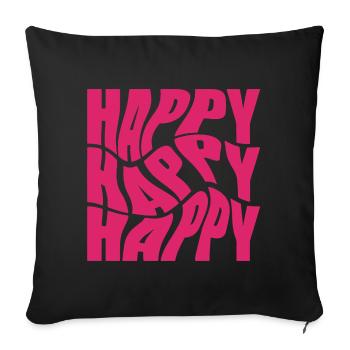 Happy Happy Happy - Sofa pillowcase 17,3'' x 17,3'' (45 x 45 cm) - black - Front