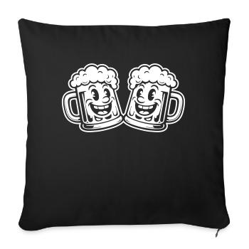verre à bière drôle de bière bande dessinée - Housse de coussin décorative 45 x 45 cm - noir - Devant