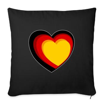 Coeur 3D en noir, rouge et or - Housse de coussin décorative 45 x 45 cm - noir - Devant