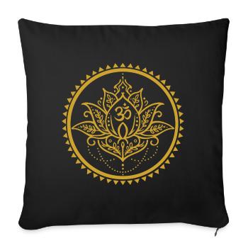 Om Lotus Mandala – Yoga Symbol in Gold - Sofa pillowcase 17,3'' x 17,3'' (45 x 45 cm) - black - Front