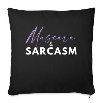 Mascara et sarcasme – Hot Girl Energy Funny Quote -W - Housse de coussin décorative 45 x 45 cm - noir - Devant