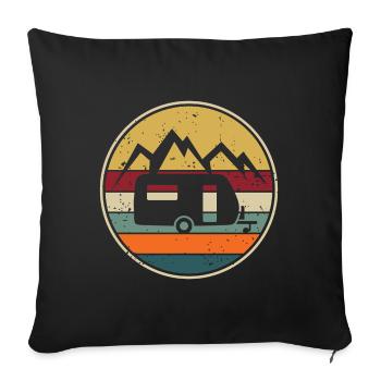 RV Camping Trailer Retro Camper - Sofa pillowcase 17,3'' x 17,3'' (45 x 45 cm) - black - Front