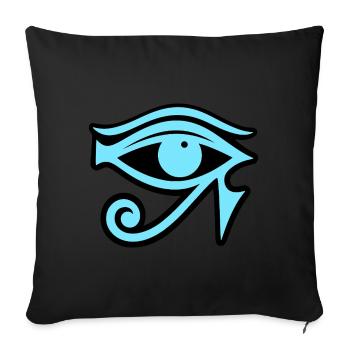 Symbole de l’œil d’Horus en Égypte - Housse de coussin décorative 45 x 45 cm - noir - Devant