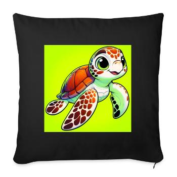 tortue - Housse de coussin décorative 45 x 45 cm - noir - Devant