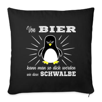 Bier Pinguin - Sofakissenbezug 45 x 45 cm - Schwarz - Vorne