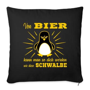Bier Pinguin - Sofakissenbezug 45 x 45 cm - Schwarz - Vorne
