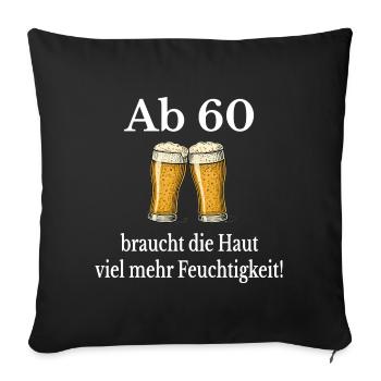 Plus d'humidité à partir de 60 °C – Humour sur la bière - Housse de coussin décorative 45 x 45 cm - noir - Devant