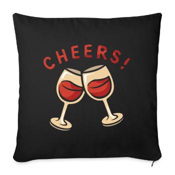 Cheers! Zwei Weingläser - Sofakissenbezug 45 x 45 cm - Schwarz - Vorne