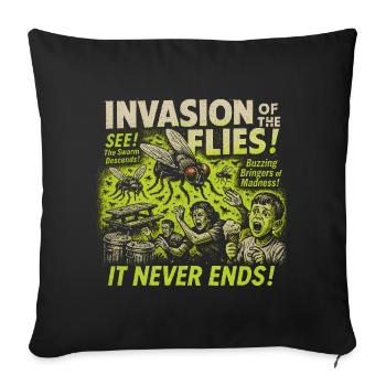 Invasion de mouches Affiche de film Mouches d’Halloween - Housse de coussin décorative 45 x 45 cm - noir - Devant