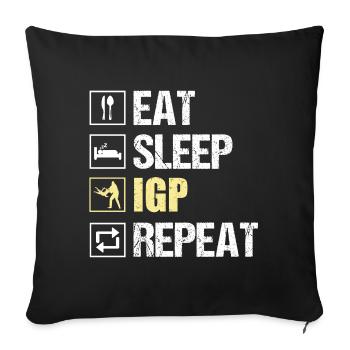 EAT SLEEP IGP REPEAT Motif de sport canin - Housse de coussin décorative 45 x 45 cm - noir - Devant
