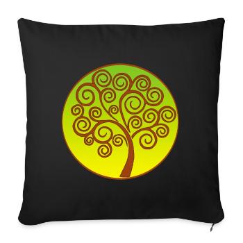 Arbre de vie spirale - Housse de coussin décorative 45 x 45 cm - noir - Devant