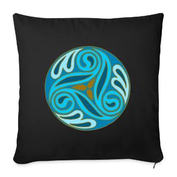 Sphère celte Bleue - Housse de coussin décorative 45 x 45 cm - noir - Devant