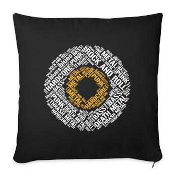Typographic Vinyl Disc with hardcore music styles - Sofa pillowcase 17,3'' x 17,3'' (45 x 45 cm) - black - Front