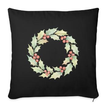 Holly Wreath - Sofa pillowcase 17,3'' x 17,3'' (45 x 45 cm) - black - Front