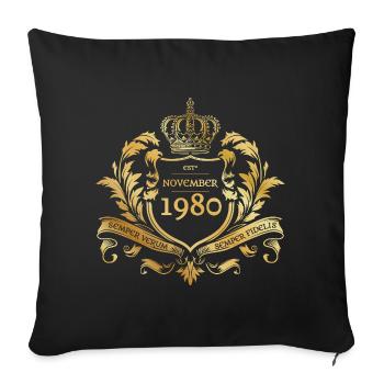 45th Birthday Semper Verum - Established 11/1980 - Sofa pillowcase 17,3'' x 17,3'' (45 x 45 cm) - black - Front