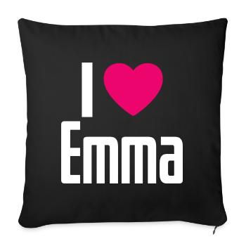 J’aime Emma Coeur rose J’aime Emma - Housse de coussin décorative 45 x 45 cm - noir - Devant