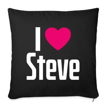 I Love Steve Pink Heart I Love Steve - Sofa pillowcase 17,3'' x 17,3'' (45 x 45 cm) - black - Front