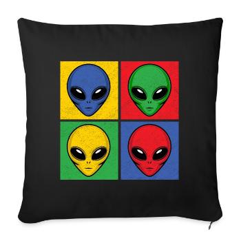 Aliens Pop Art Pop Art Alien Heads Alien Faces - Sofa pillowcase 17,3'' x 17,3'' (45 x 45 cm) - black - Front
