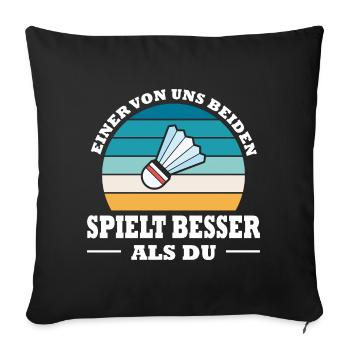 Joueur de badminton offre des tenues de badminton - Housse de coussin décorative 45 x 45 cm - noir - Devant