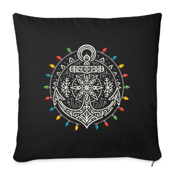 Maritime Christmas Anchor Mandala Fairy Lights - Sofa pillowcase 17,3'' x 17,3'' (45 x 45 cm) - black - Front