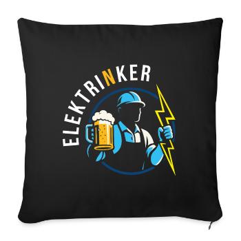 Elektrinker – Électricien drôle avec un jeu de mots - Housse de coussin décorative 45 x 45 cm - noir - Devant