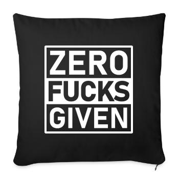 Zero Fucks Given Warnetikett - Sofakissenbezug 45 x 45 cm - Schwarz - Vorne