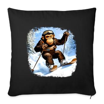 Singe Ski / Singe Skieur - Housse de coussin décorative 45 x 45 cm - noir - Devant