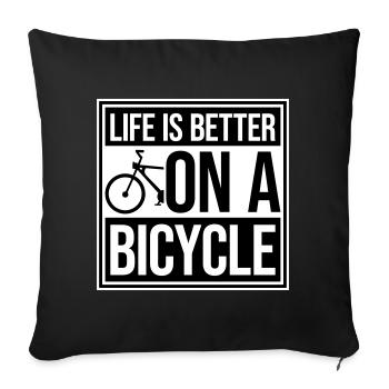 La vie est meilleure à vélo. Cyclisme Sport - Housse de coussin décorative 45 x 45 cm - noir - Devant