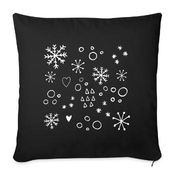 Snowflake Patterns Winter Christmas Minimalist Drawing - Sofa pillowcase 17,3'' x 17,3'' (45 x 45 cm) - black - Front