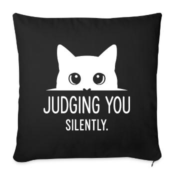 Humour félin, idée cadeau chat, animaux de compagnie drôles - Housse de coussin décorative 45 x 45 cm - noir - Devant