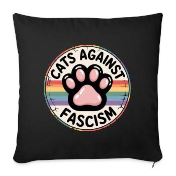 Chats contre le racisme - Produits dérivés antifascistes - Housse de coussin décorative 45 x 45 cm - noir - Devant