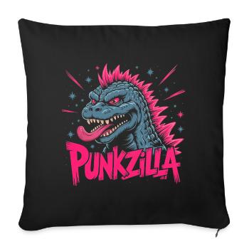 Punkzilla Funny Punk Rock Dinosaur Monster Art - Sofa pillowcase 17,3'' x 17,3'' (45 x 45 cm) - black - Front
