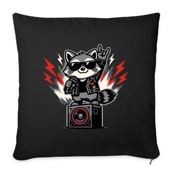 Cadeau de musique rock rétro Raccoon - Housse de coussin décorative 45 x 45 cm - noir - Devant