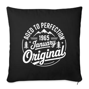 janvier 1965 – Édition outdoor aventure vintage  - Housse de coussin décorative 45 x 45 cm - noir - Devant