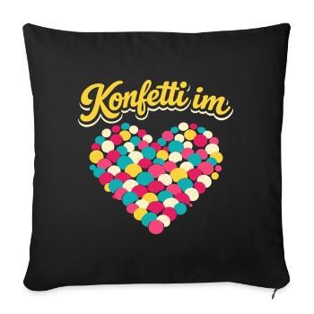 Confettis de carnaval en plein cœur - Housse de coussin décorative 45 x 45 cm - noir - Devant