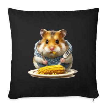 Kitchen hamsters at the corn festival - Sofa pillowcase 17,3'' x 17,3'' (45 x 45 cm) - black - Front