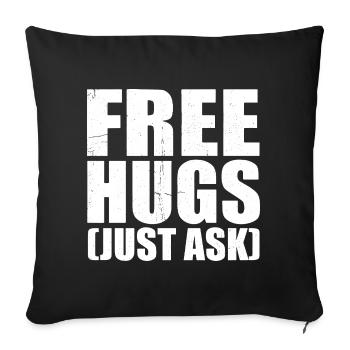 Câlins gratuits, il suffit de demander un texto angoissé - Housse de coussin décorative 45 x 45 cm - noir - Devant