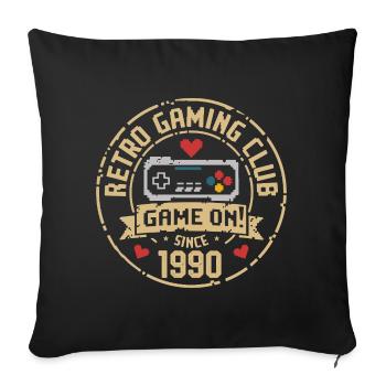 Original 1990's Vintage | Birthday Gift 1990 - Sofa pillowcase 17,3'' x 17,3'' (45 x 45 cm) - black - Front